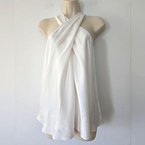 A.L.C. Arvid Twist-Front Crepe Top In Off-white NWOT - Picture 1 of 8